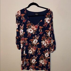 LULU’S • Navy blue floral print dress